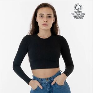 Los Angeles Apparel Garment Dye Long Sleeve Crop Top XL